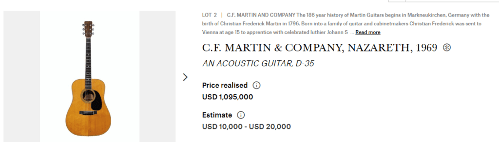 C.F. MARTIN amp COMPANY NAZARETH 1969 AN ACOUSTIC GUITAR D 35 20th Century guitar Christies | GIAMPAOLO NOTO