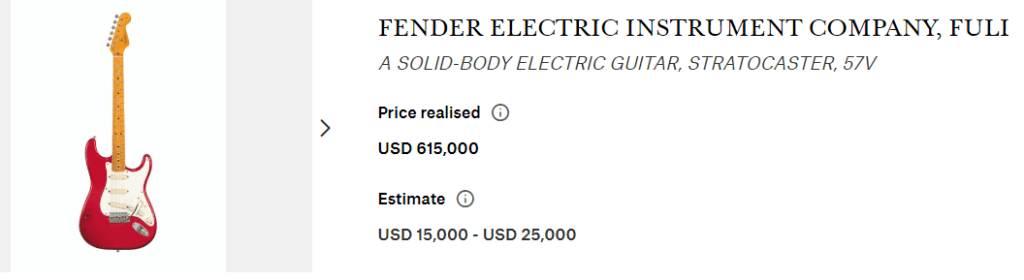 FENDER ELECTRIC INSTRUMENT COMPANY FULLERTON 1984 A SOLID BODY ELECTRIC GUITAR STRATOCASTER 57V 20th Century solid body Christies